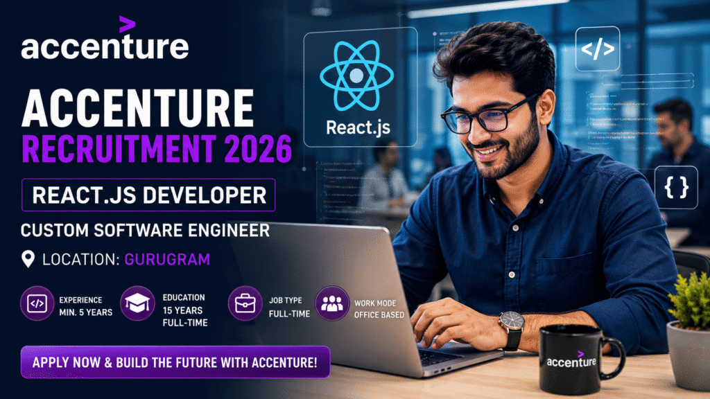 Accenture React.js Developer Recruitment 2026 for Custom Software Engineer Position in Gurugram